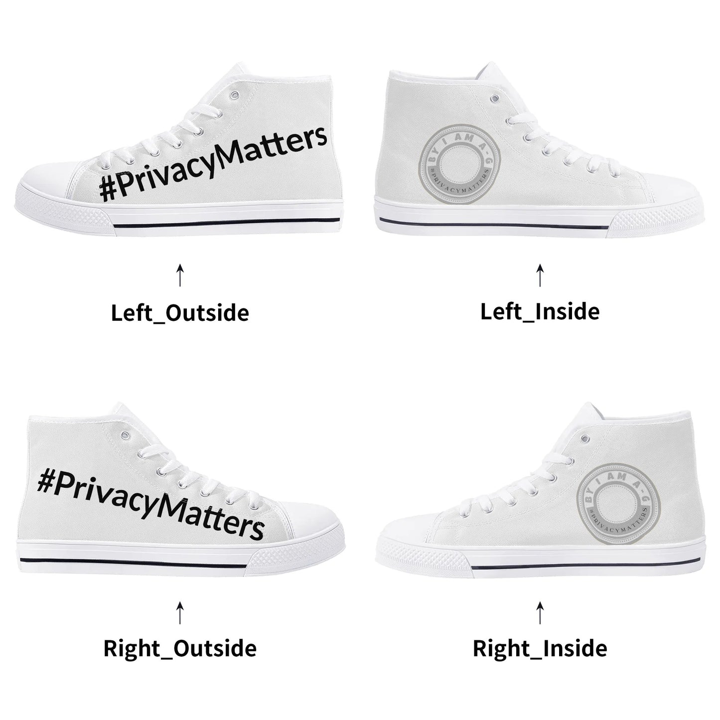 #PrivacyMatters High Top Canvas Shoes - Grey